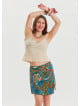 Double Breasted Elastic Waist Petrol Summer Trousers 4546